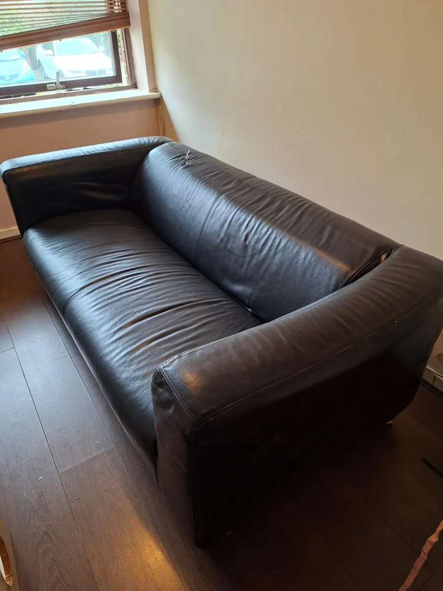 Black Leather sofa **FREE** - Image 1