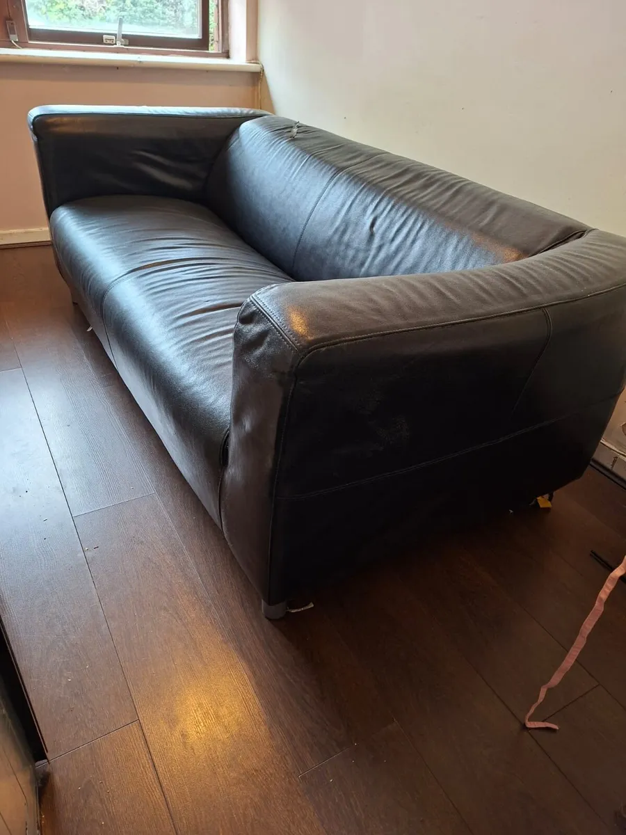 Black Leather sofa **FREE** - Image 2