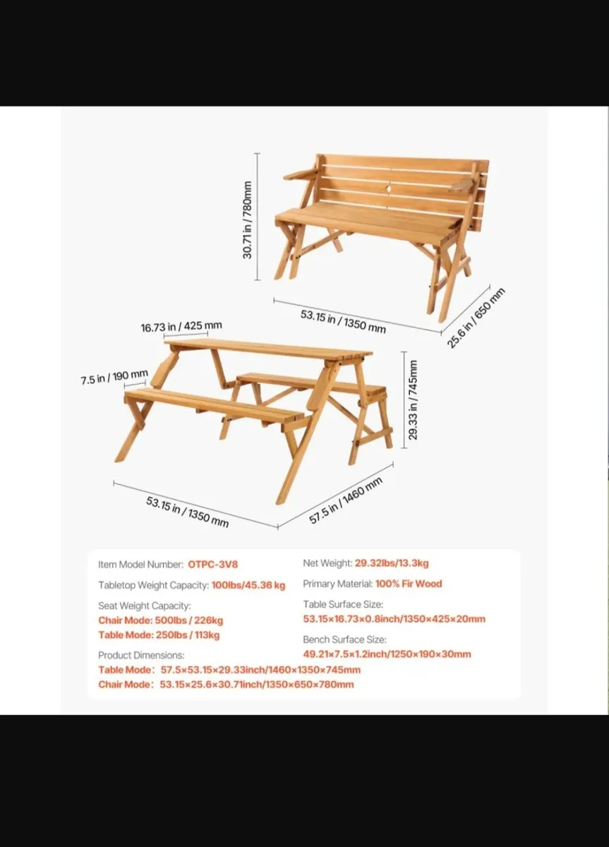 Garden bench, 2in1 set - Image 4