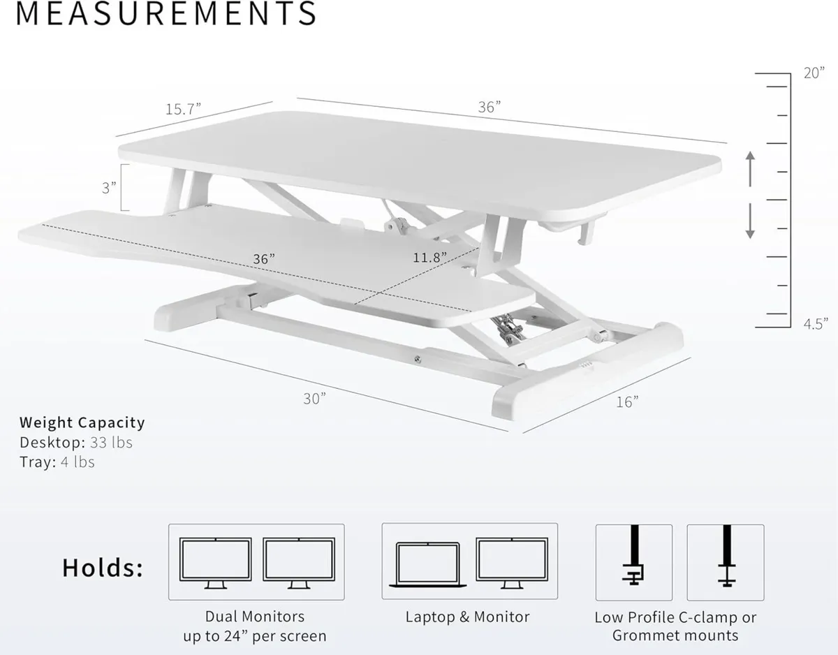 91 cm Desk Converter K Series Height Adjustable - Image 3