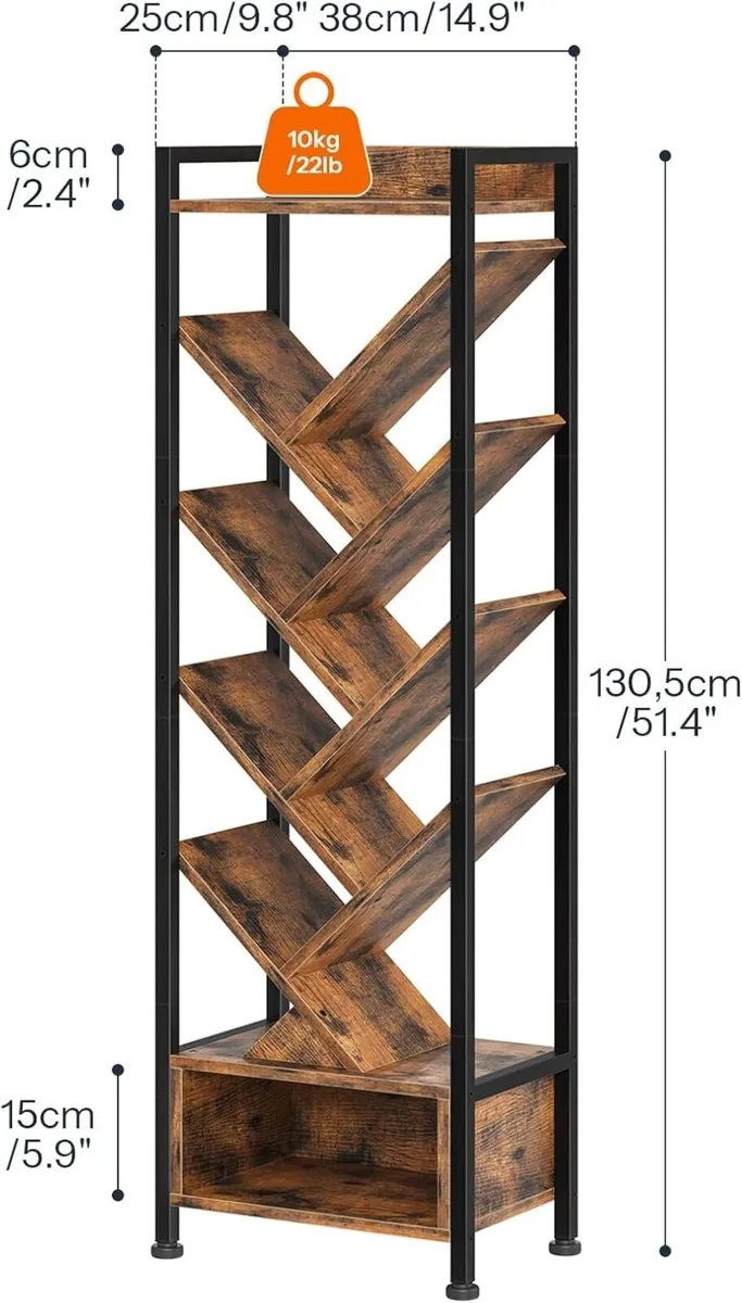 Tree Bookshelf with Storage 9-Tier Floor Standing - Image 3