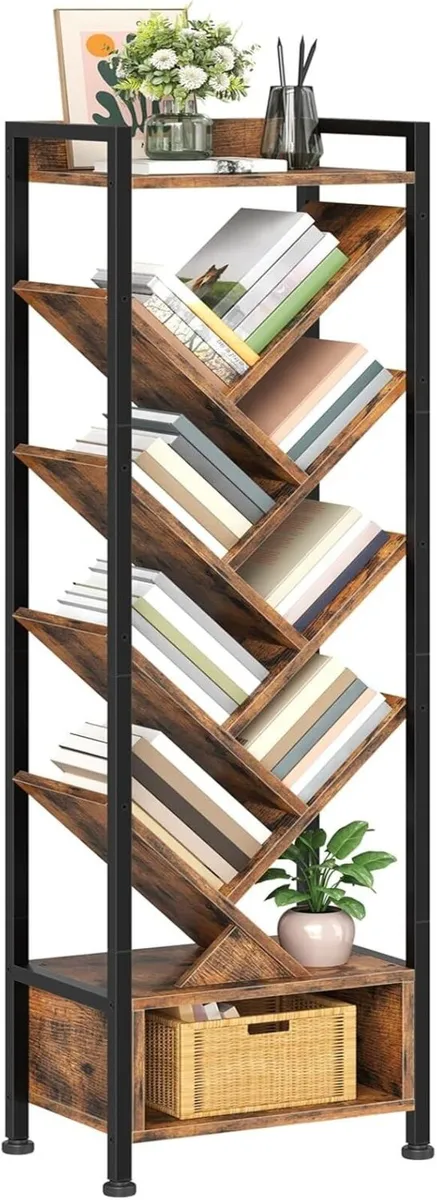 Tree Bookshelf with Storage 9-Tier Floor Standing - Image 1