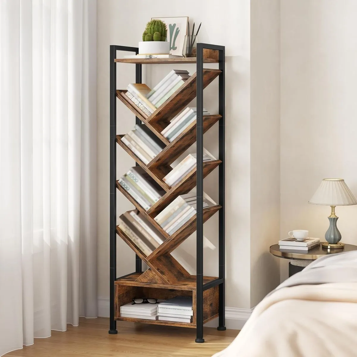 Tree Bookshelf with Storage 9-Tier Floor Standing - Image 4