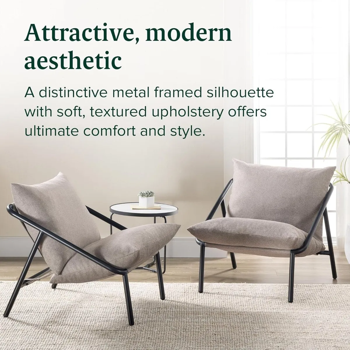 Ada Accent Lounge Chair – Metal Frame Sling with - Image 3