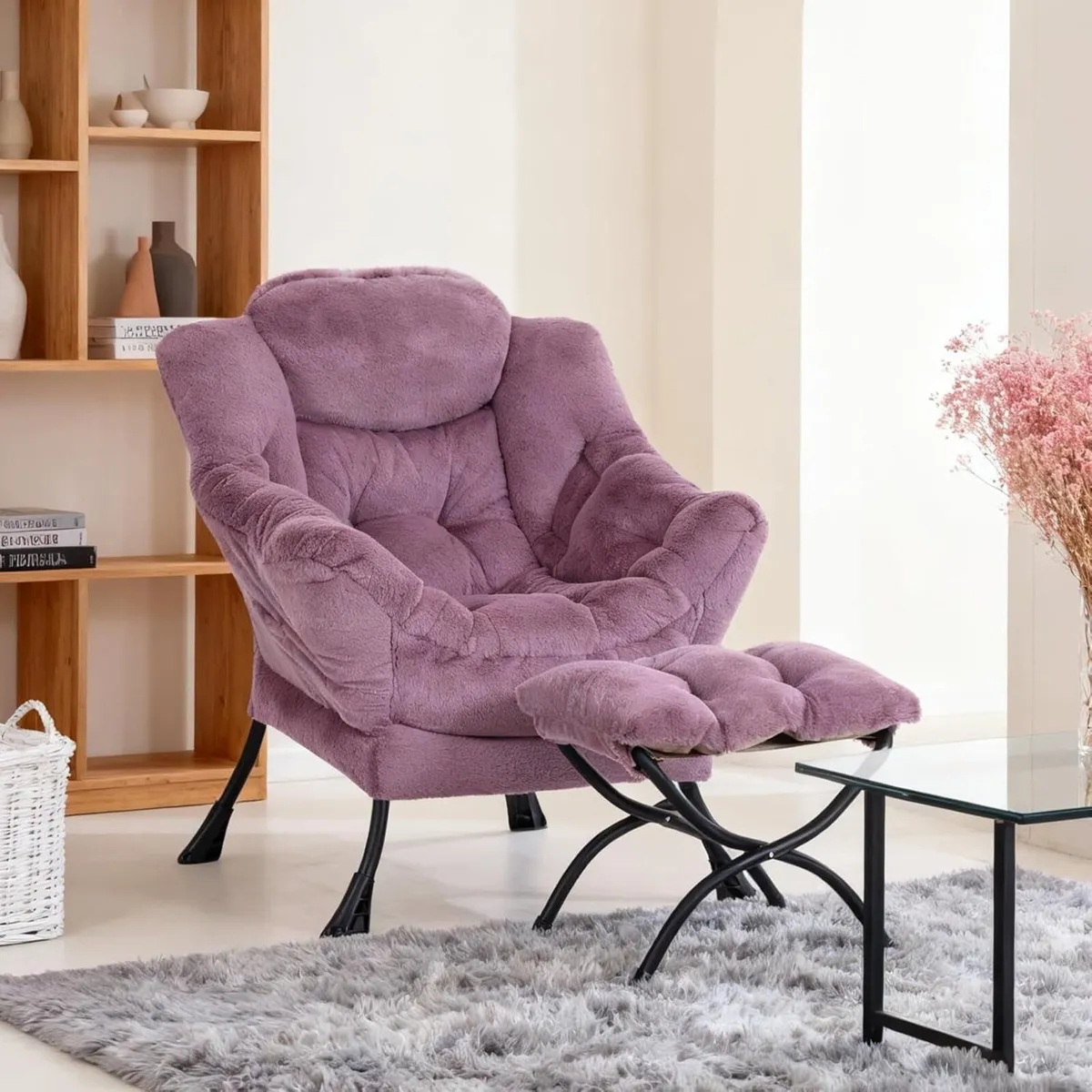 Armchair with Ottoman Comfy Upholstered Lounge - Image 2