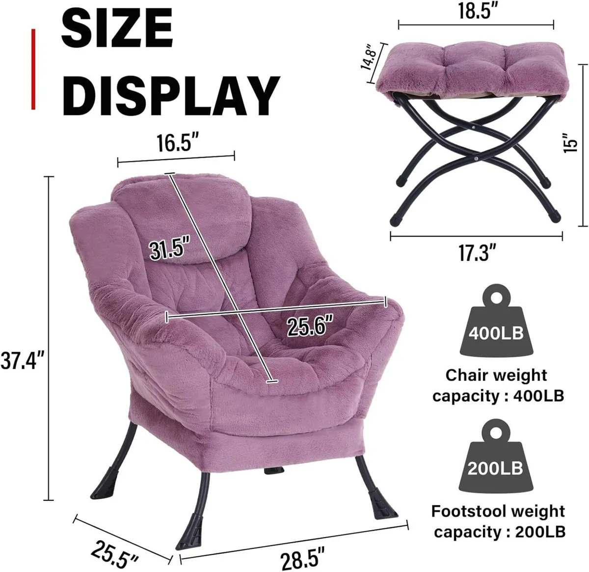 Armchair with Ottoman Comfy Upholstered Lounge - Image 3