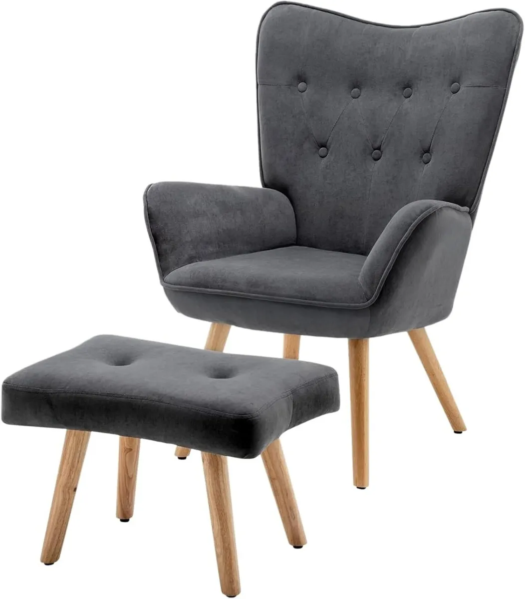 Comfy Armchair with Footstool Living Room Chair - Image 4