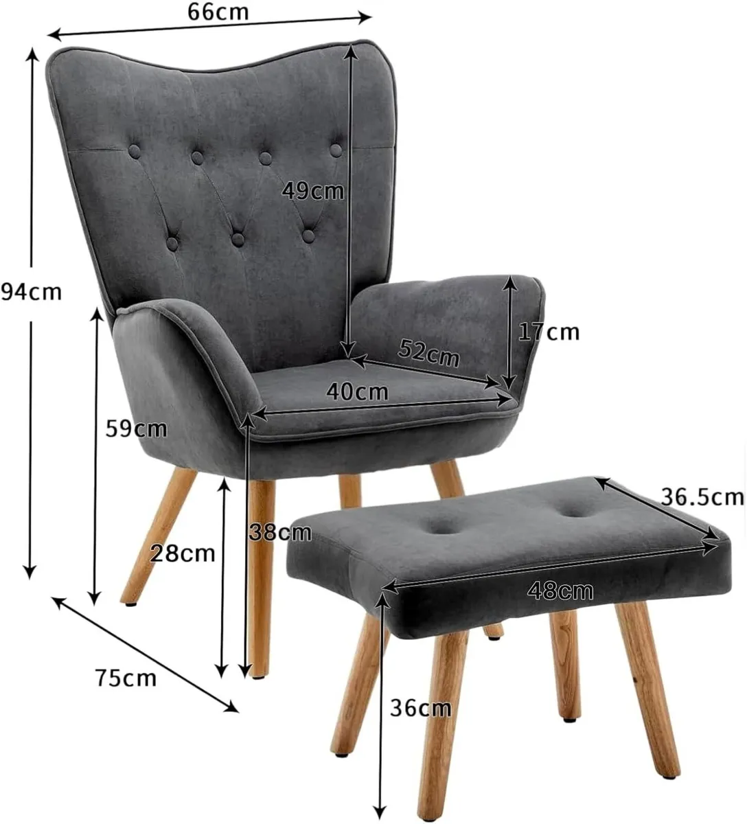 Comfy Armchair with Footstool Living Room Chair - Image 2