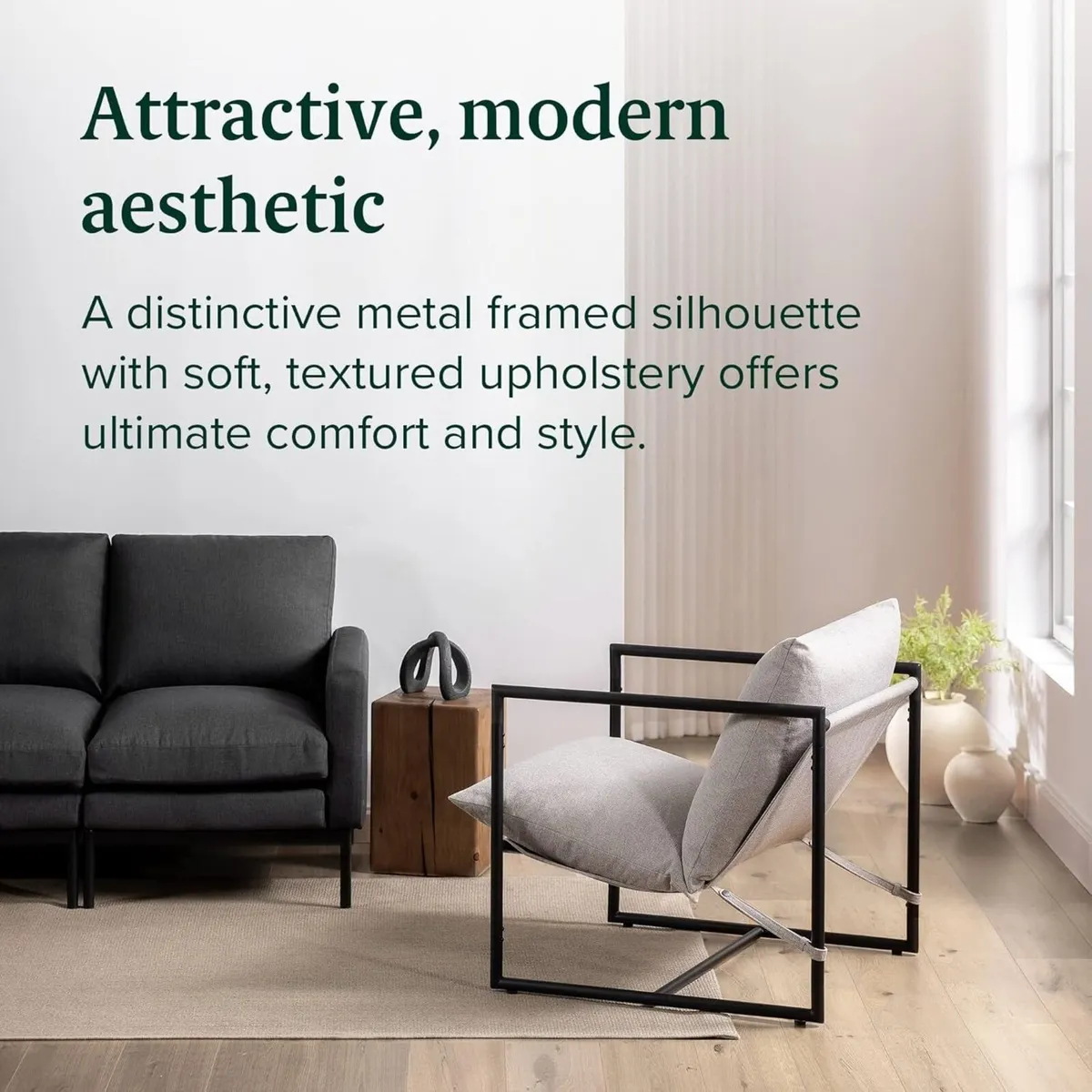 Aidan Accent Lounge Chair – Metal Frame Sling - Image 3