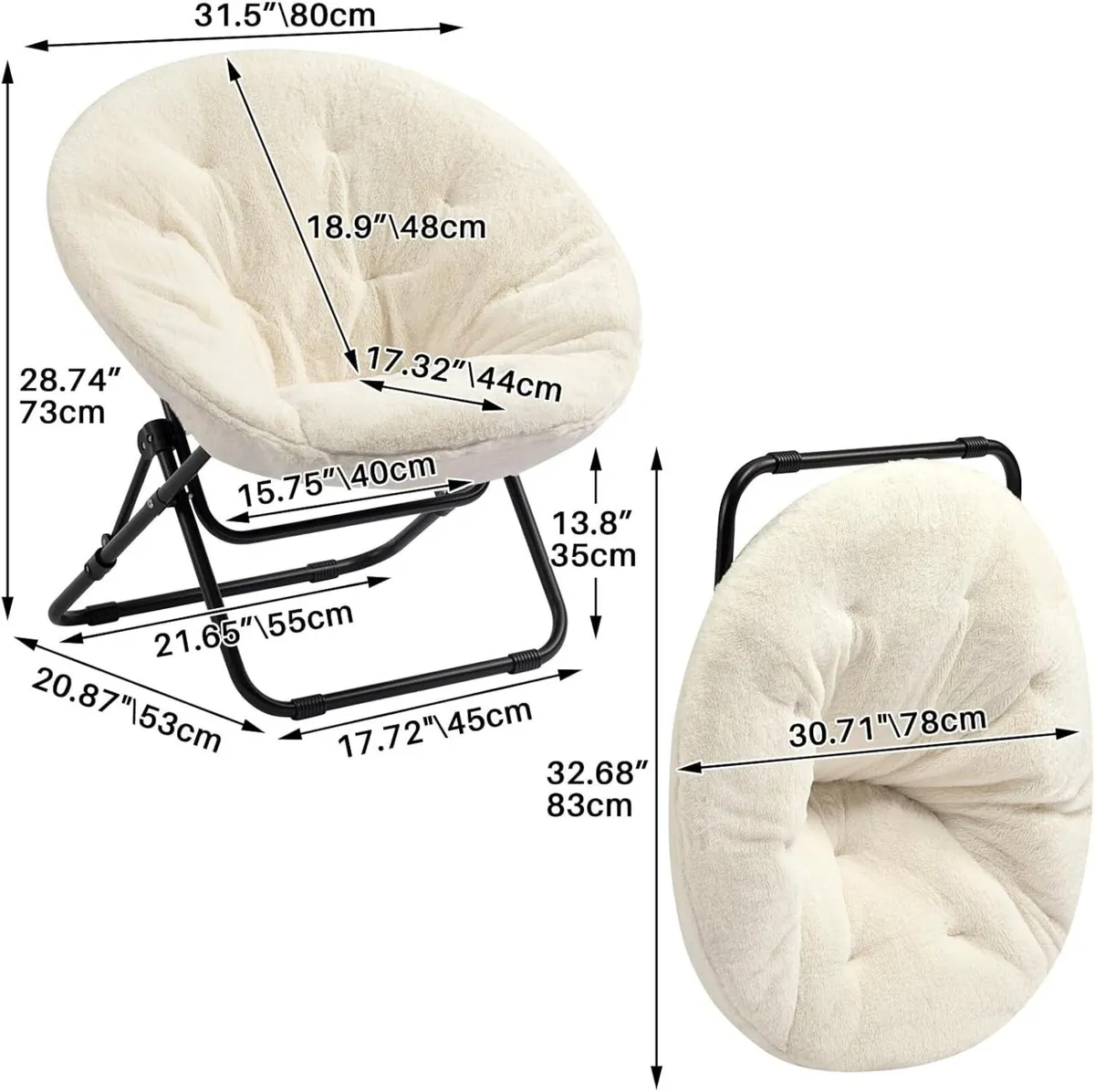 Folding Saucer Chair Comfy Moon Foldable Armchair - Image 3