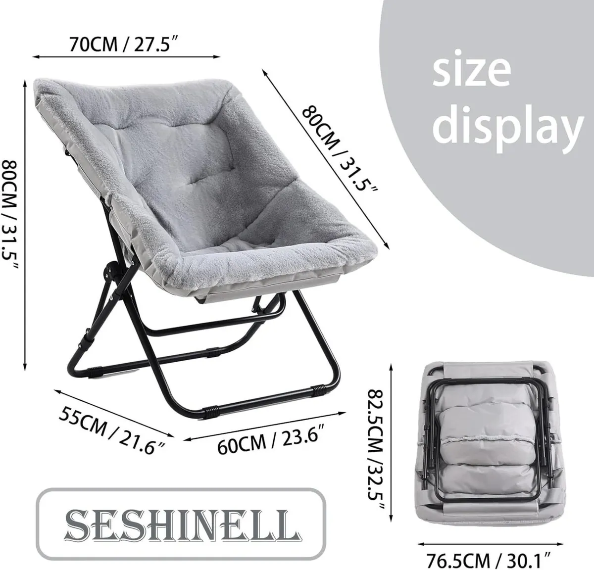 Comfy Saucer Lounge Chair Oversized Foldable Faux - Image 3