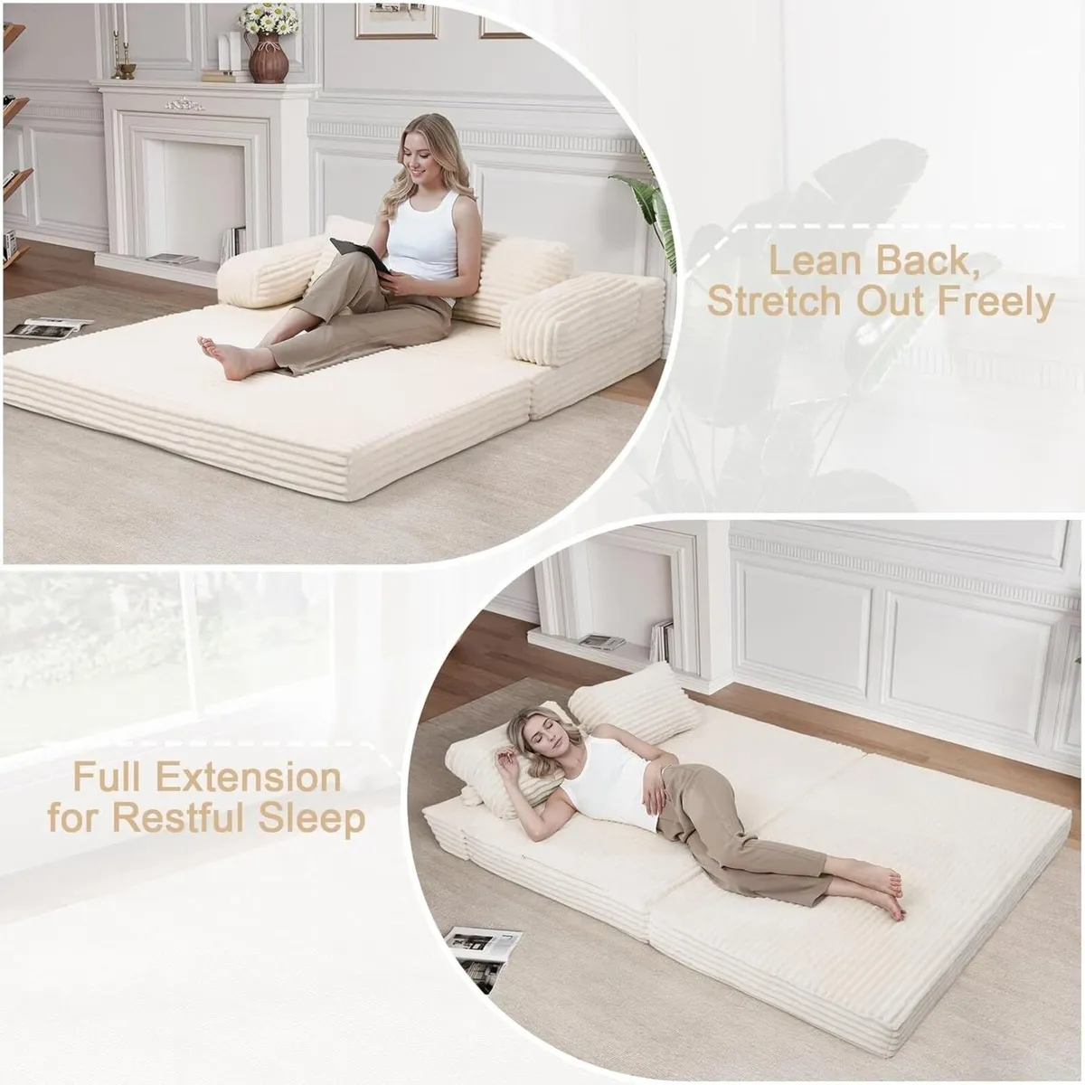 Convertible Sofa Bed Folding Floor Boneless Couch - Image 4