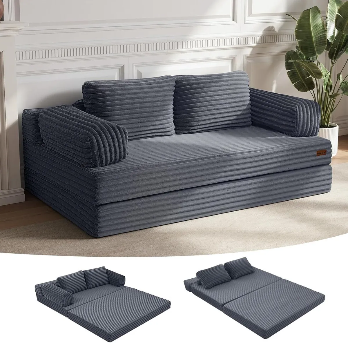 Convertible Sofa Bed Folding Floor Boneless Couch - Image 1