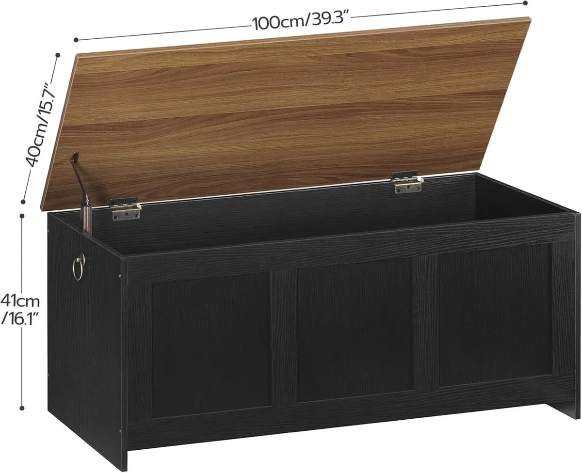 Storage Chest Wooden Bench Trunk Blanket Box - Image 3