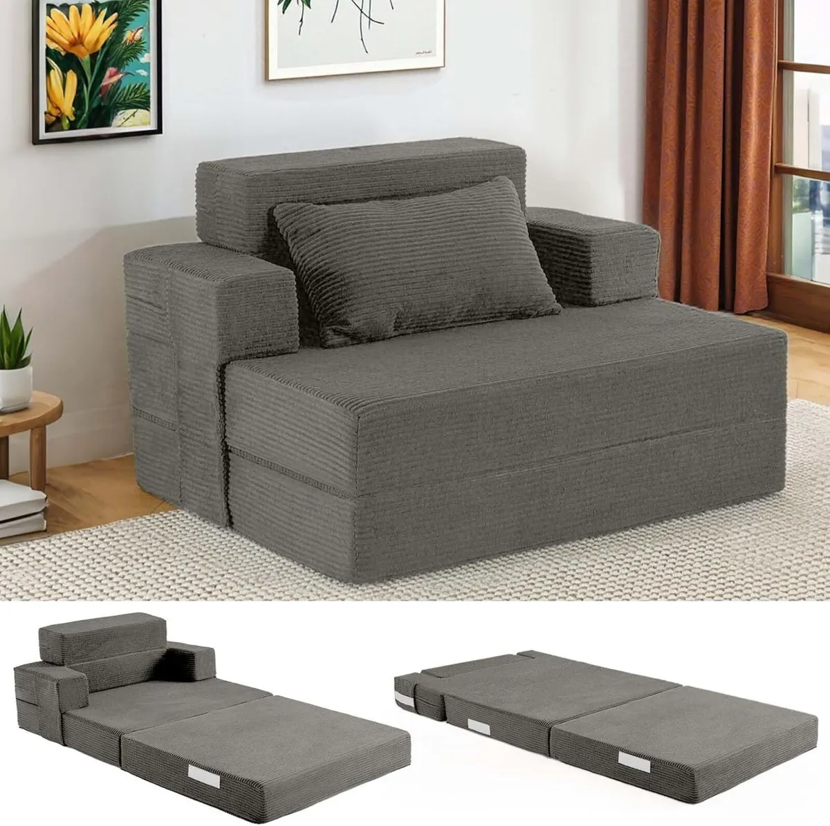 Folding Sofa Bed Single – Convertible Chair with - Image 1