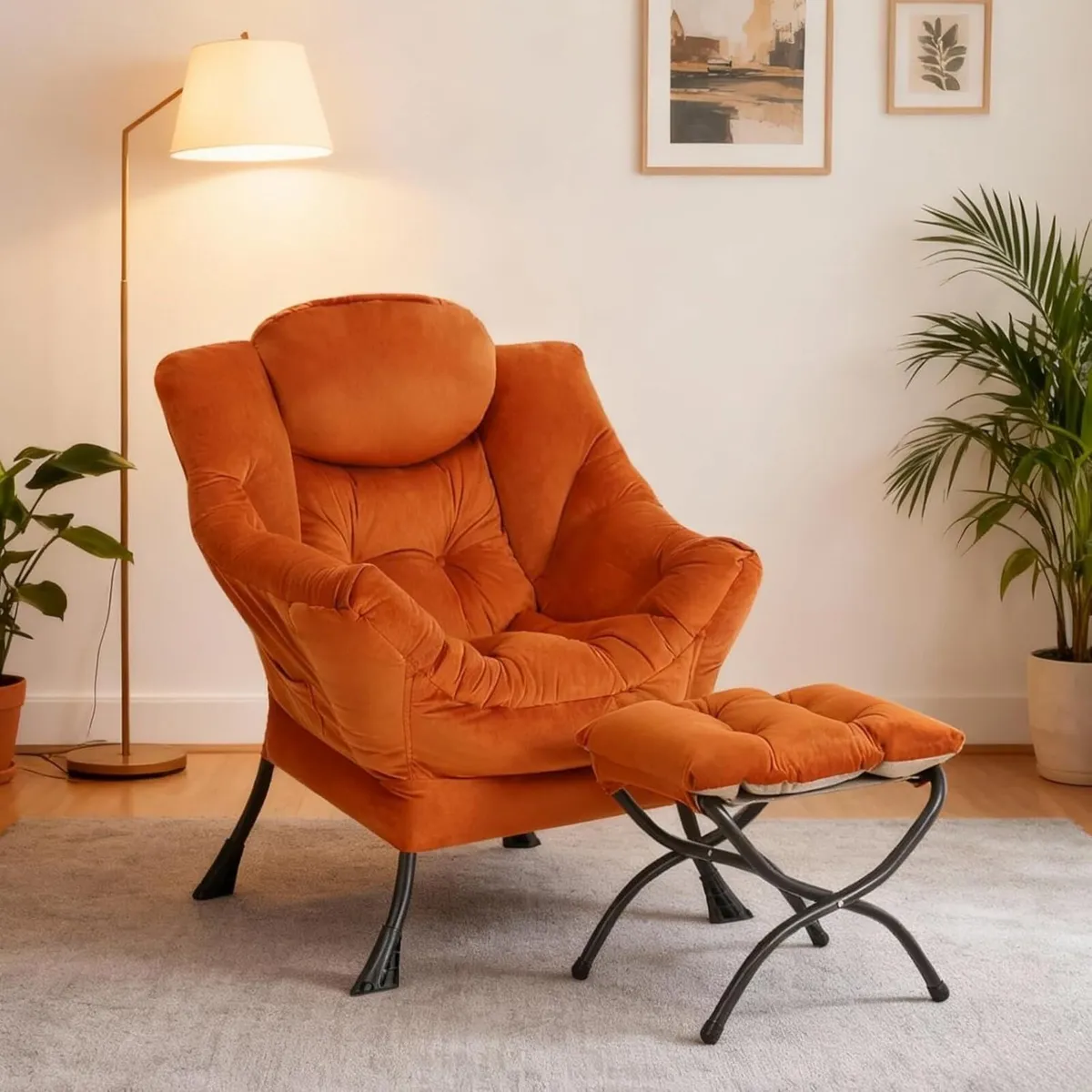 Armchair with Ottoman Comfy Upholstered Lounge - Image 2