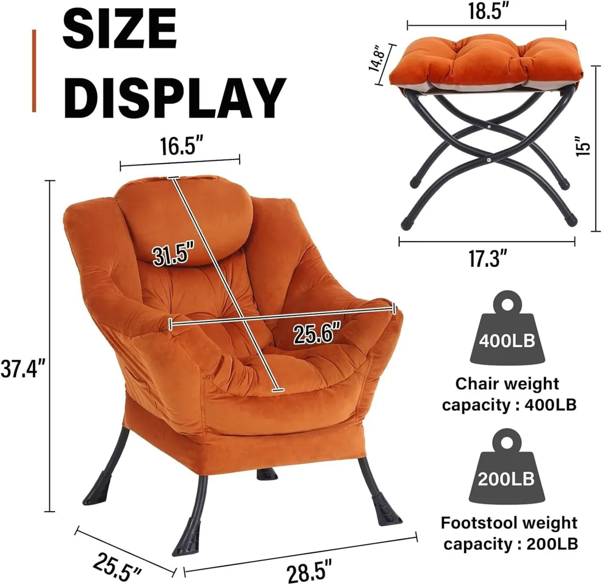 Armchair with Ottoman Comfy Upholstered Lounge - Image 3