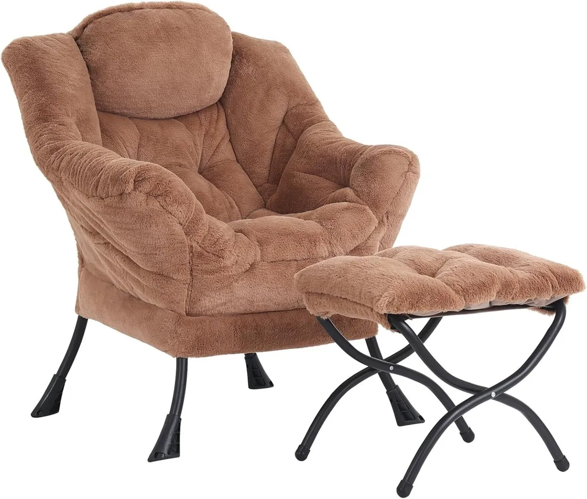 Comfy Armchair with Footstool Lazy Chair Ottoman - Image 1