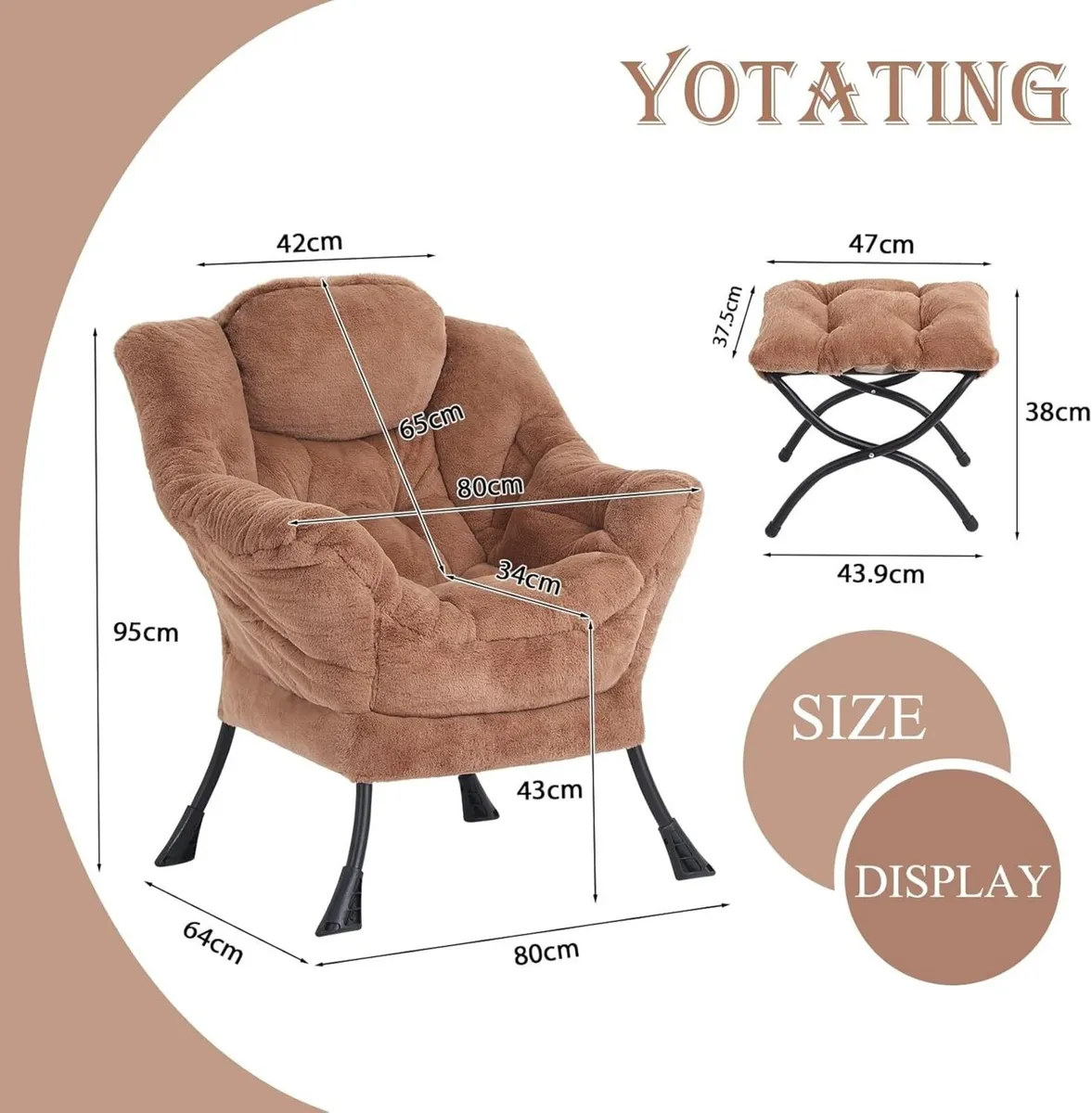 Comfy Armchair with Footstool Lazy Chair Ottoman - Image 3