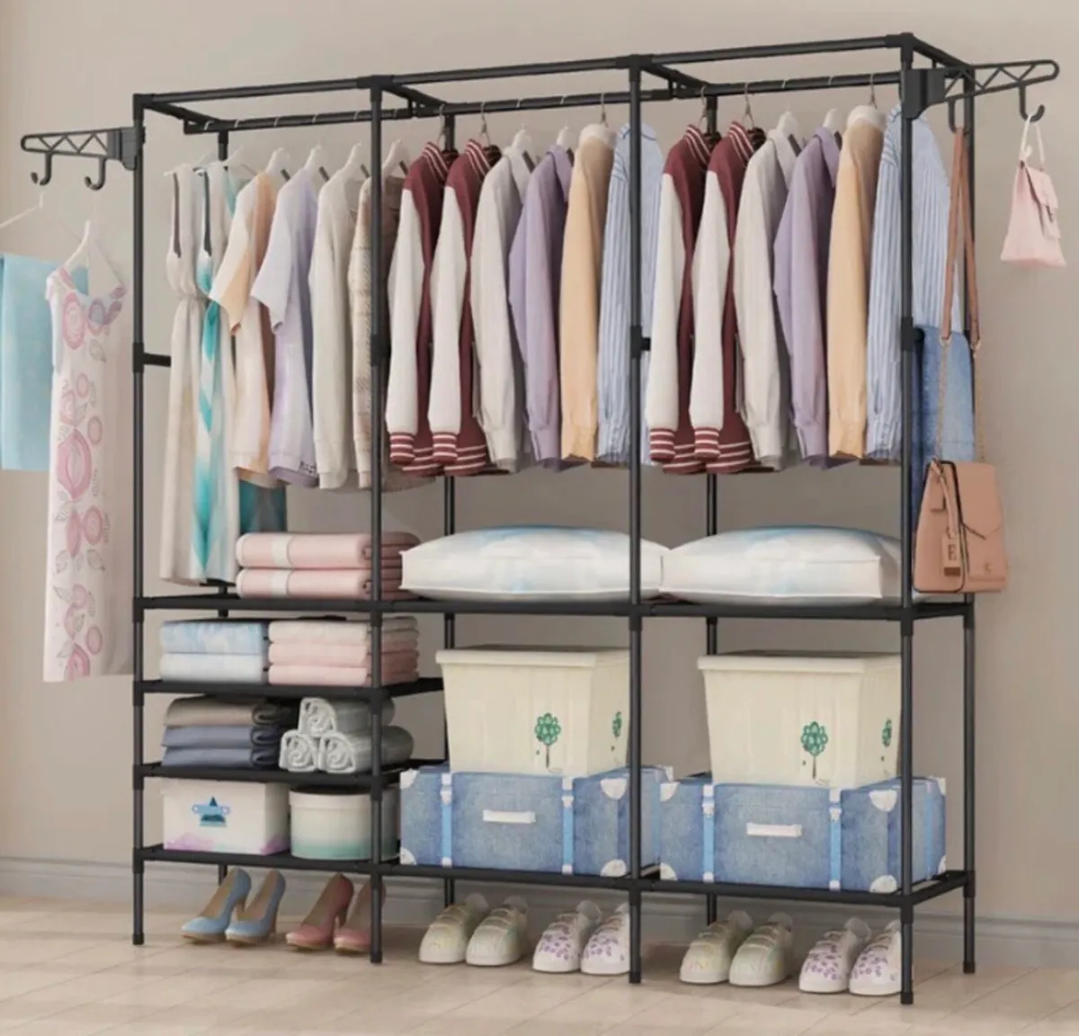 Metal Clothes Rail Rack With Shelves NEW - Image 1