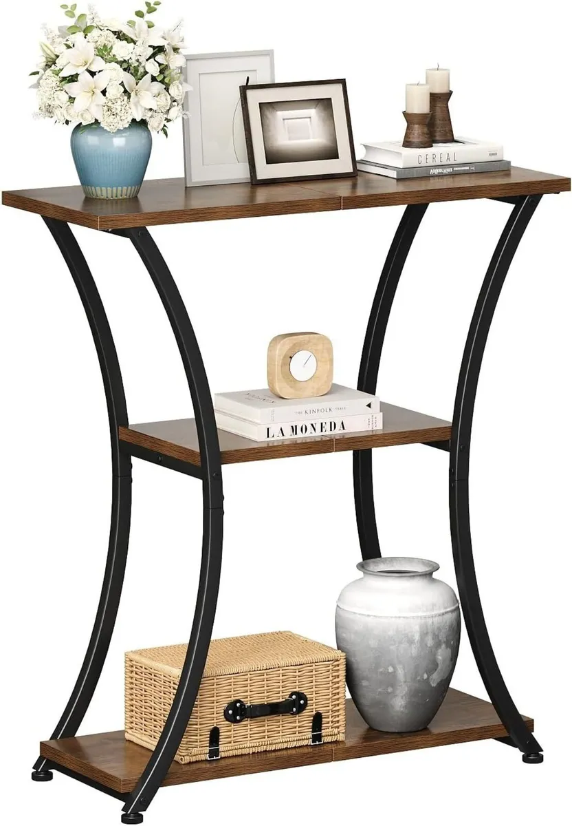 Rustic Narrow Console Table with 3 Tiers Slim - Image 1