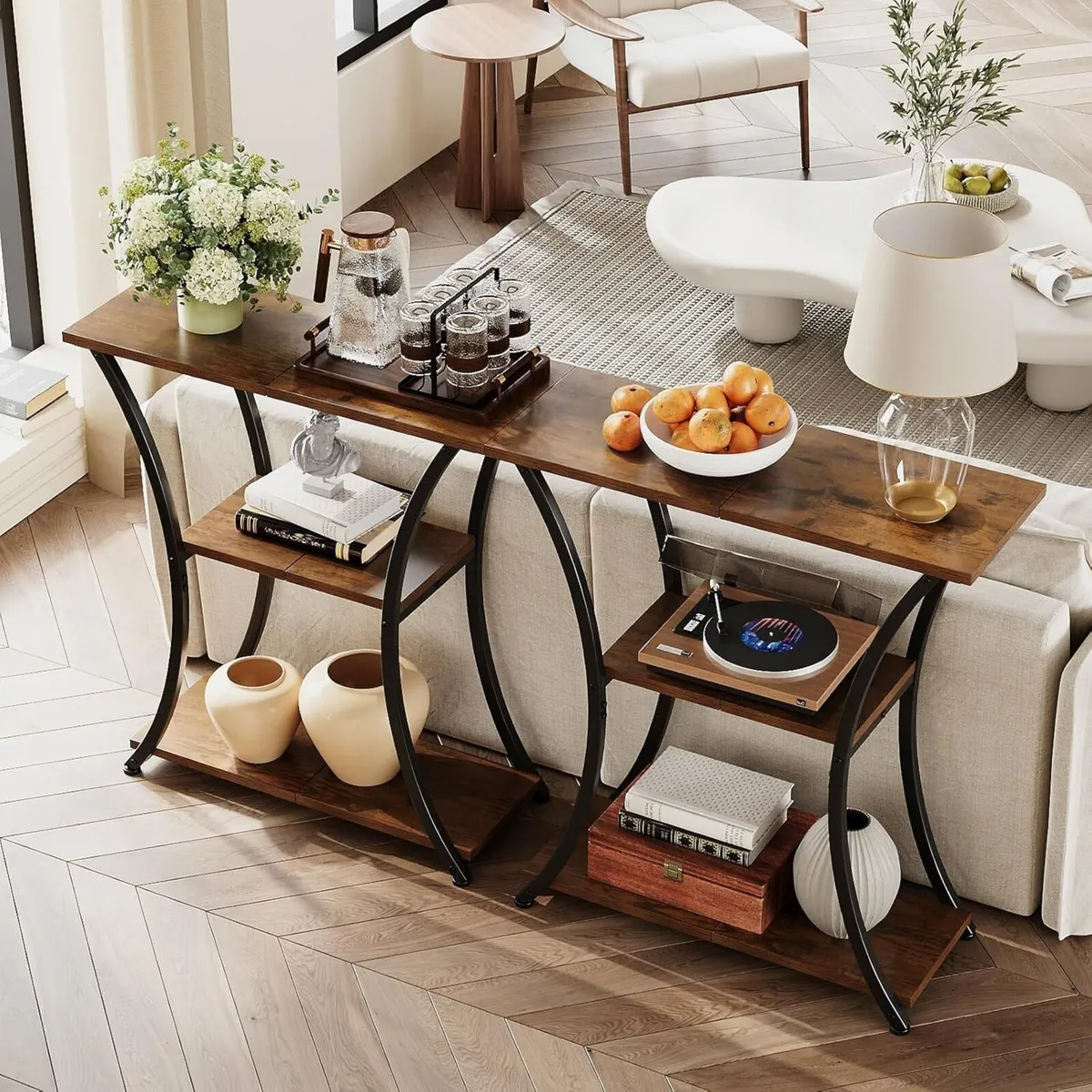 Rustic Narrow Console Table with 3 Tiers Slim - Image 2