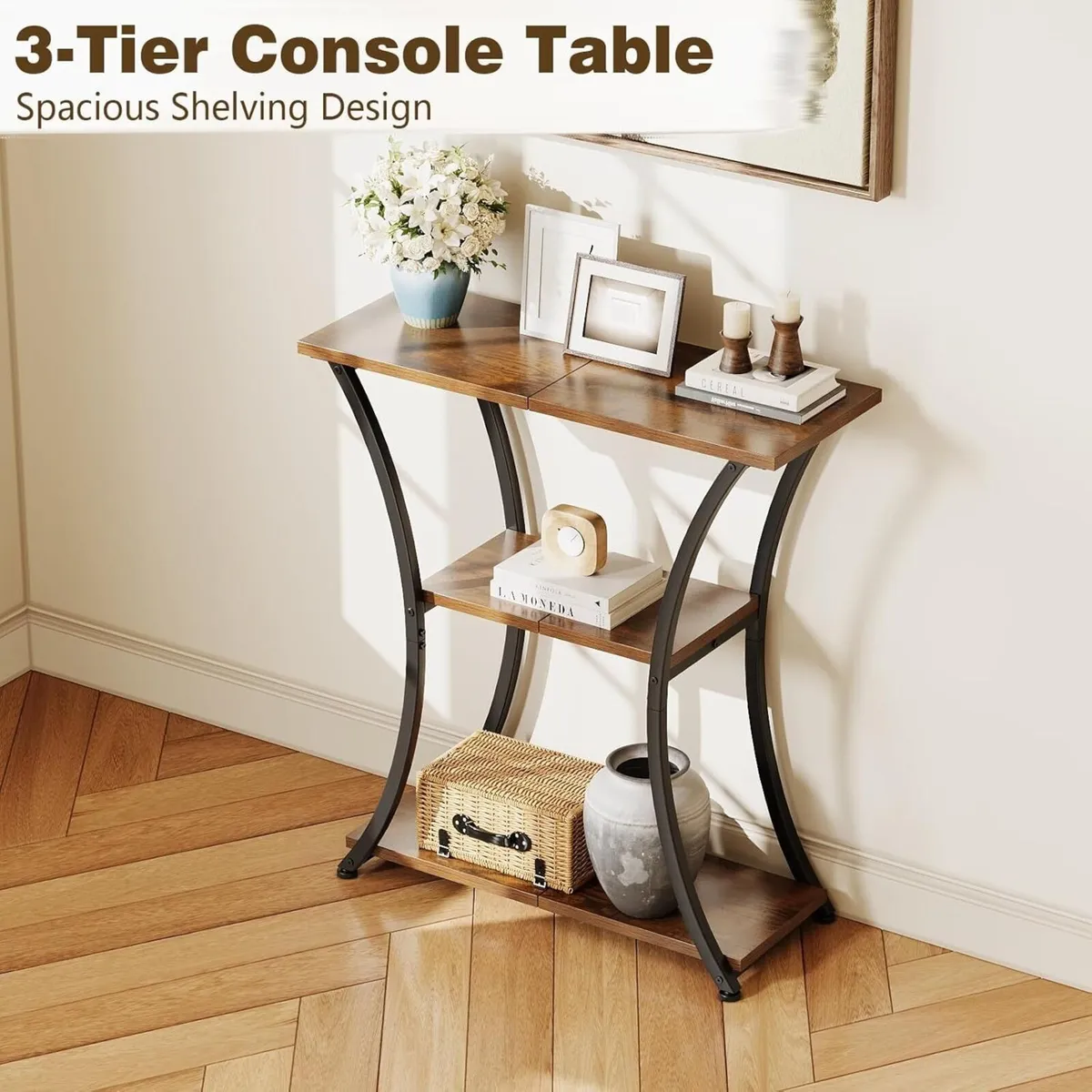 Rustic Narrow Console Table with 3 Tiers Slim - Image 4