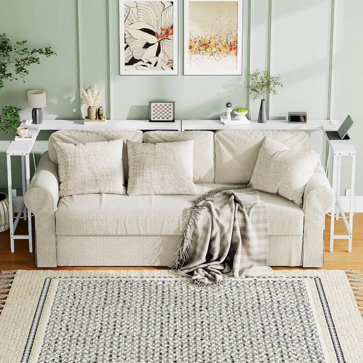 Slim Console Table 180 cm Narrow Sofa with Power - Image 2