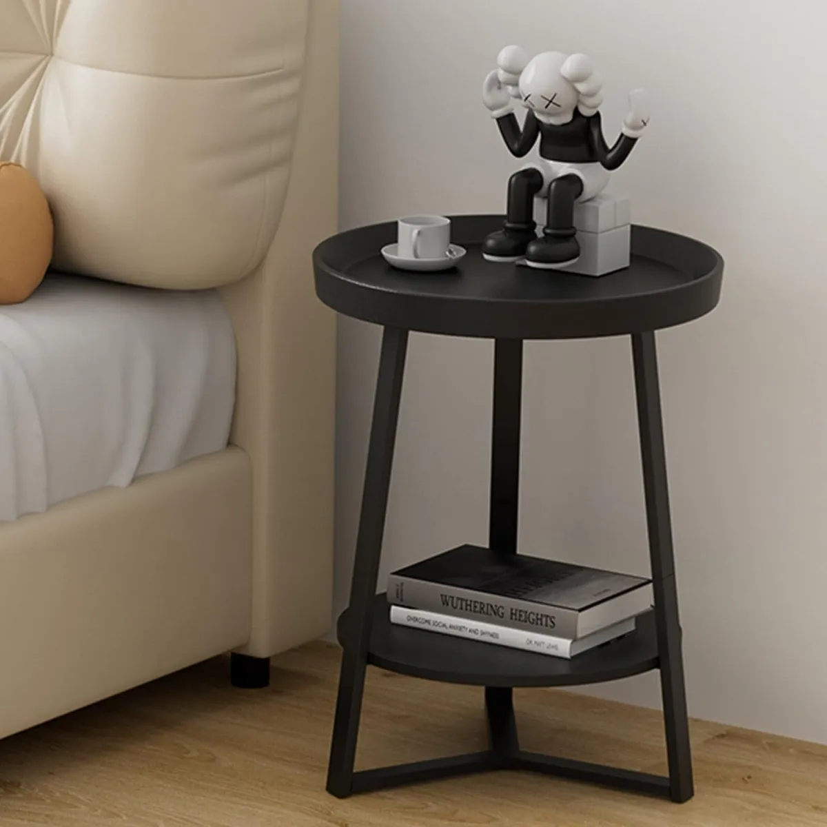 Round End Table with Storage Shelf 2 Tier - Image 2