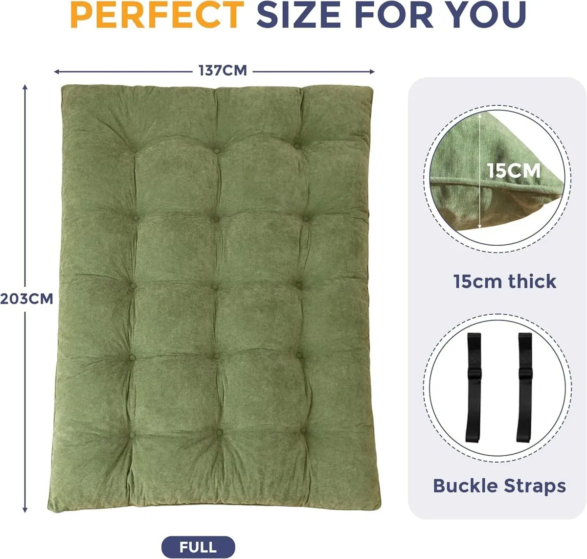 Futon Mattress Chenille Fabric 15cm Thicken Roll - Image 2