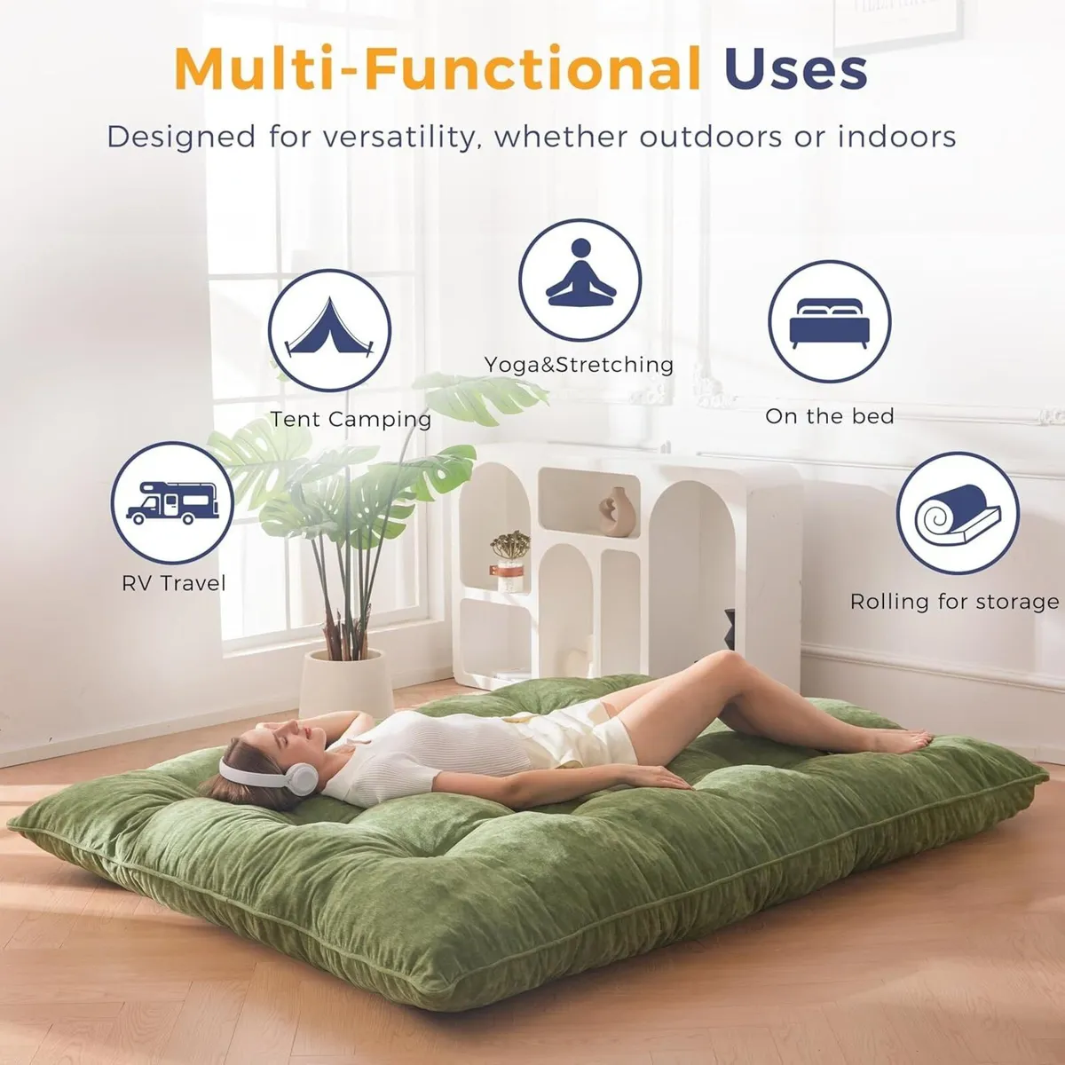 Futon Mattress Chenille Fabric 15cm Thicken Roll - Image 3