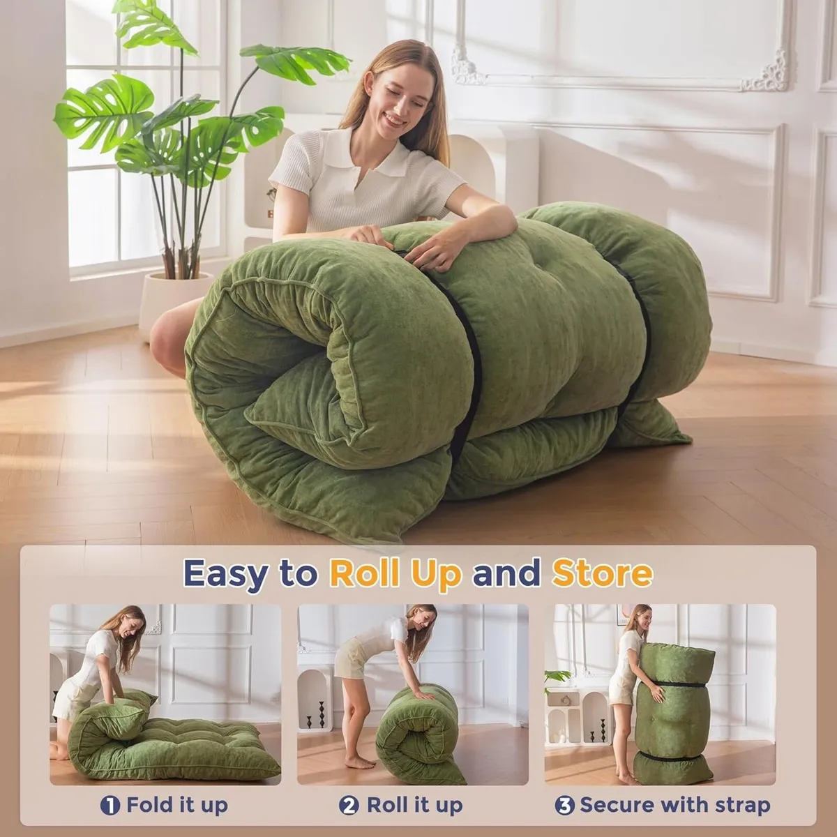 Futon Mattress Chenille Fabric 15cm Thicken Roll - Image 4