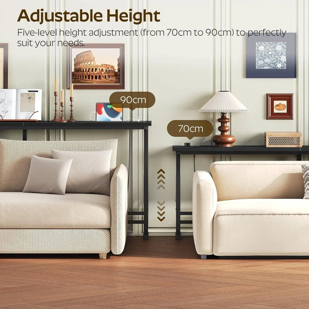 15 cm Slim Console Table Height-Adjustable Behind - Image 4