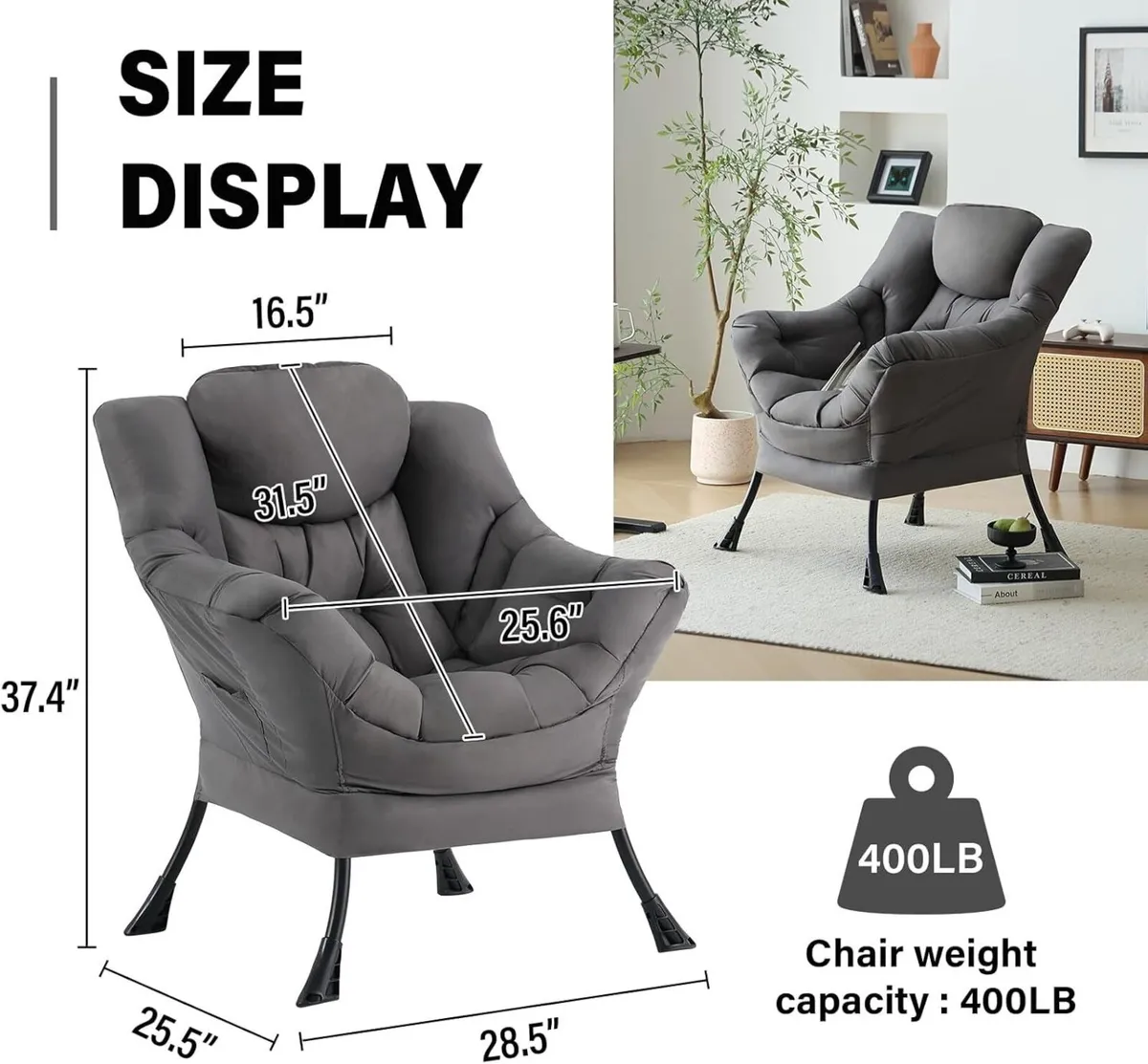 Comfy Armchair Upholstered Lounge Reading Chair - Image 3