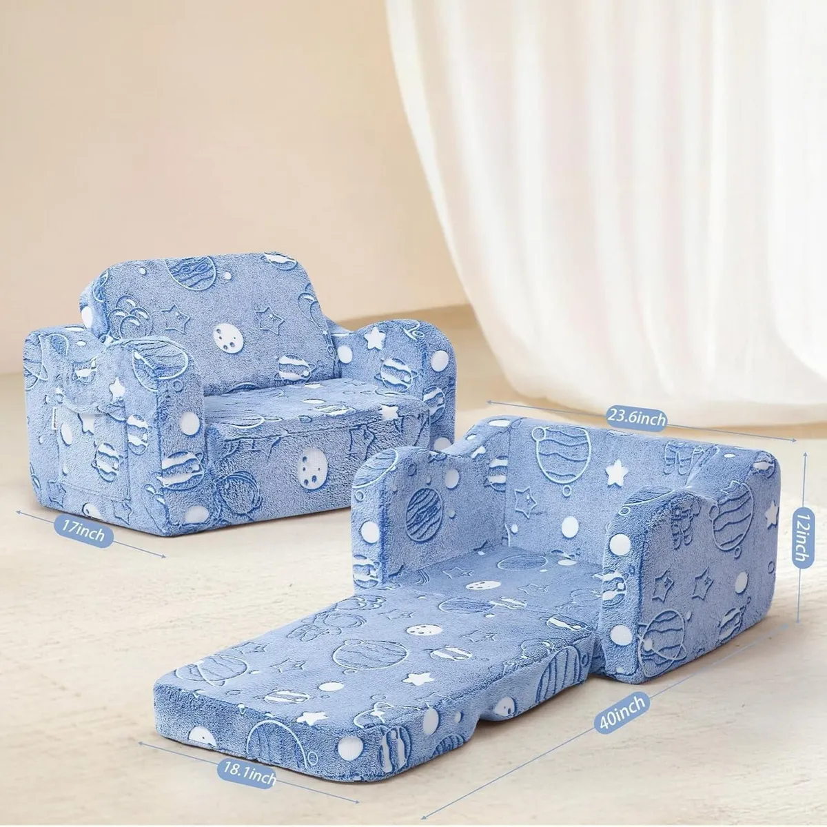 Kids Sofa Folding Toddler Couch Chair Soft Plush - Image 2