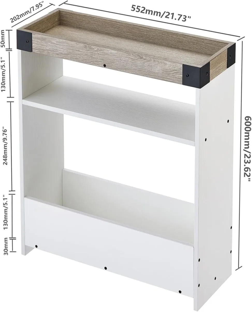 Farmhouse Narrow Side Table with Magazine Rack - Image 3