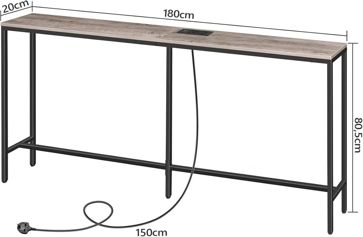 Console Table with Power Outlet 180 cm Narrow - Image 3