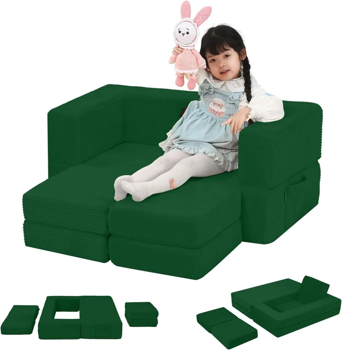 Kids Sofa Bed Corduroy Toddler Chair Couch - Image 1