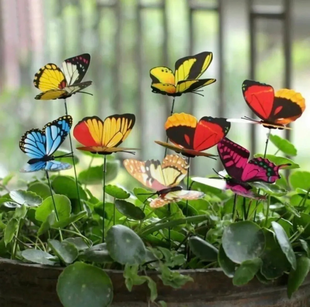50 x Colourful Garden Butterflies On Sticks NEW - Image 1
