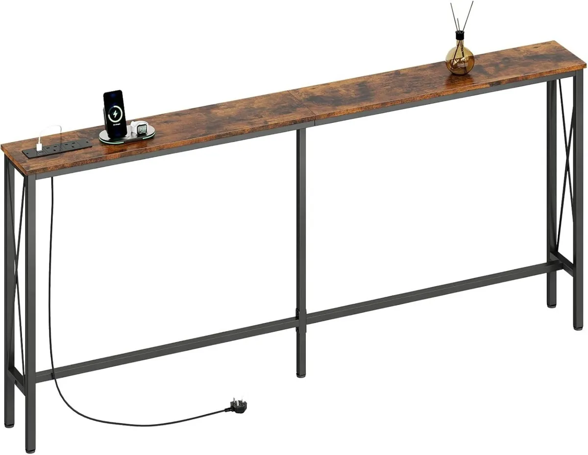 Narrow Console Sofa Table with Power Outlets - Image 1