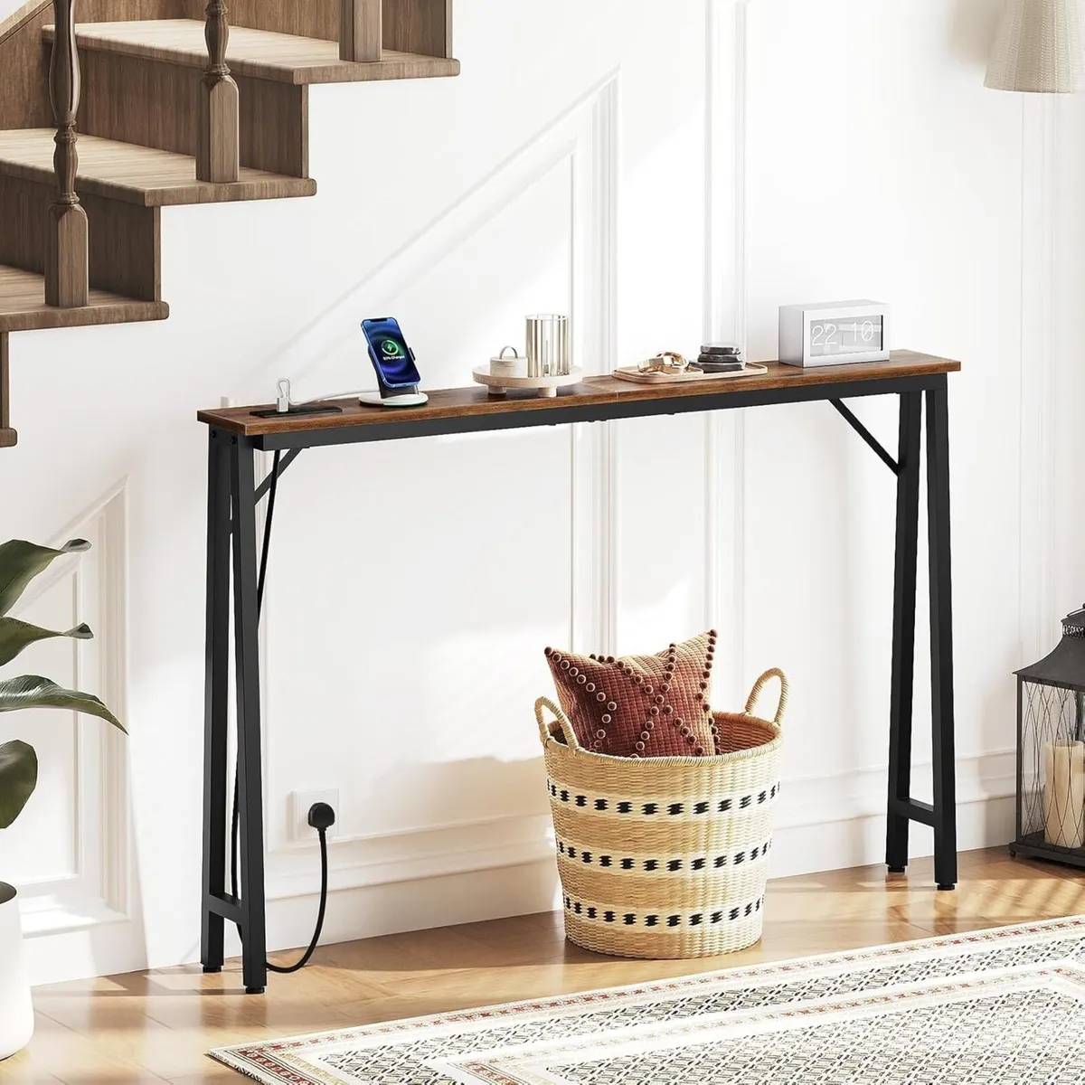 Console Table Slim Behind Sofa with Charging - Image 4