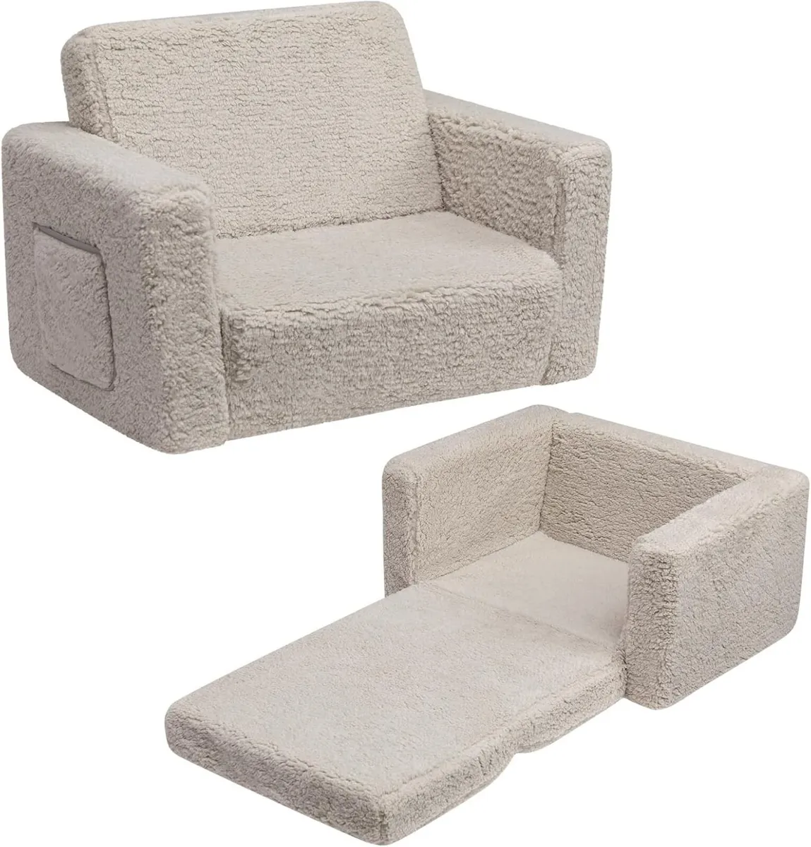 Kids Sofa Bed 2-in-1 Flip Out Cuddly Sherpa - Image 1