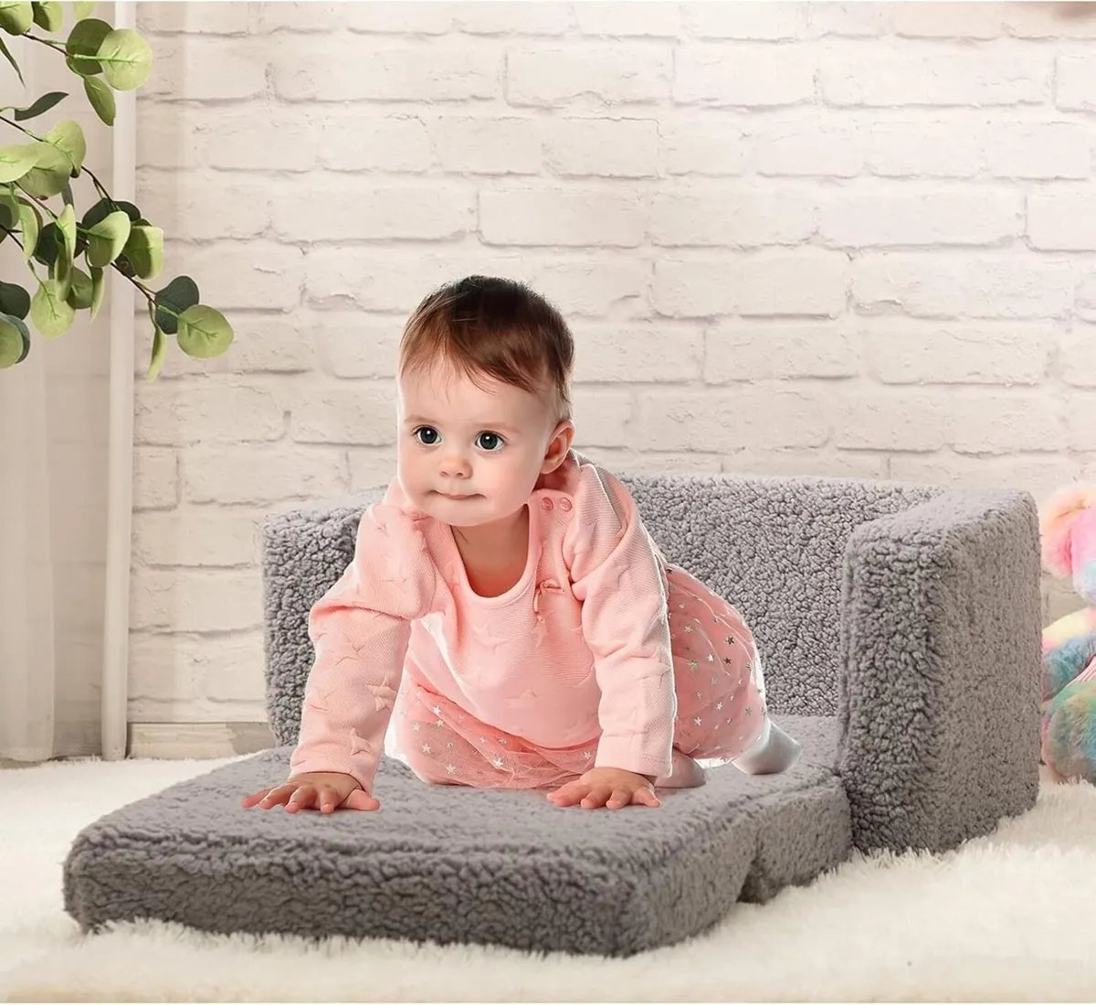 Kids Sofa Bed 2-in-1 Flip Out Cuddly Sherpa - Image 2