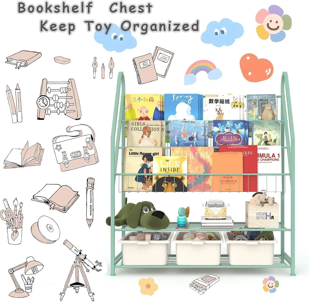 Children's Bookshelf 3 Tier Childrens Bookcase - Image 4