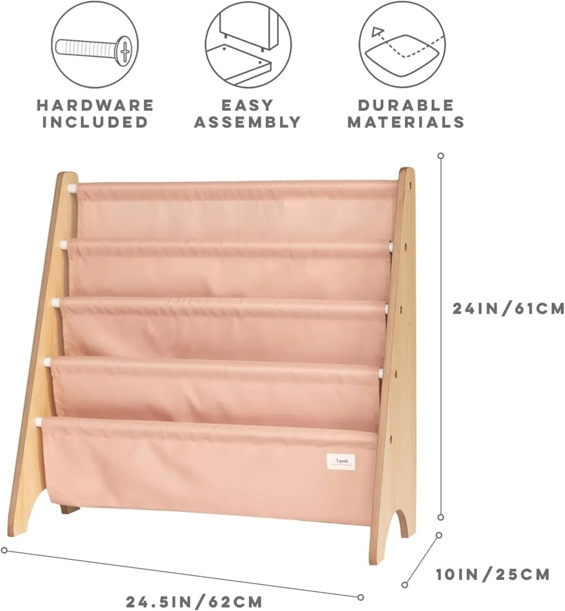 Recycled Fabric Kids Bookshelf – 4-Tier Sling - Image 3