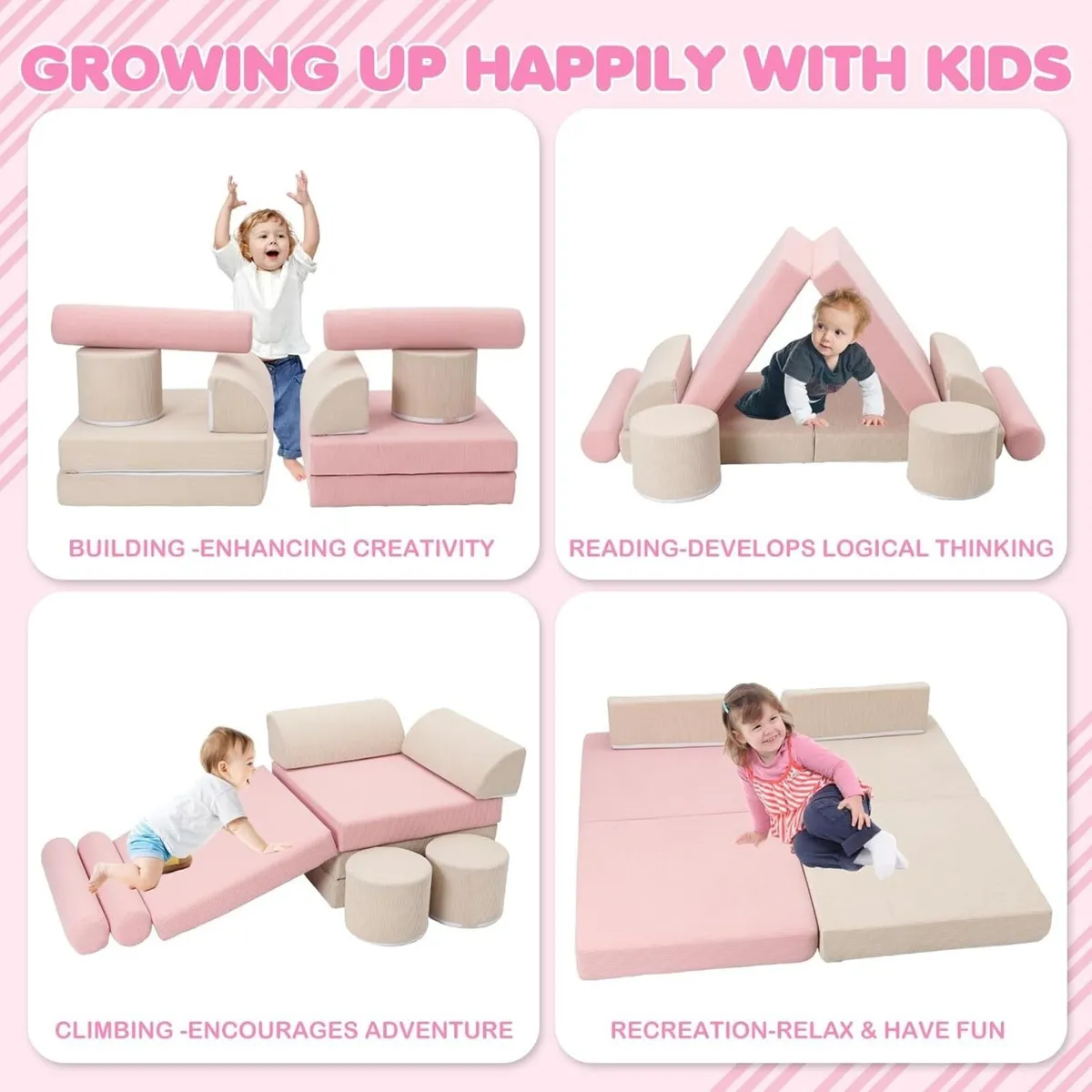 10PCS Kids Play Sofa Bed Modular Toddler Armchair - Image 4