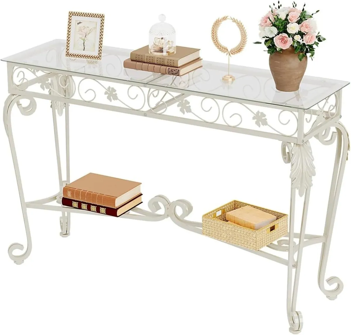 Console Table 47.2 Tempered Glass Sofa with - Image 1