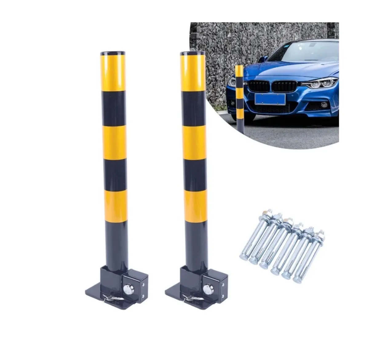 2 x Security Bollards Car Parking Barriers NEW - Image 1