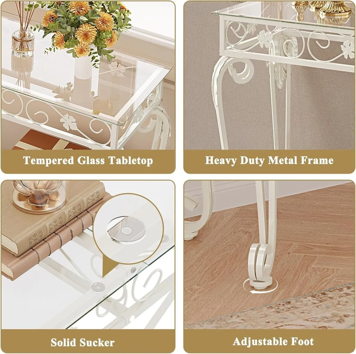 Console Table 47.2 Tempered Glass Sofa with - Image 4