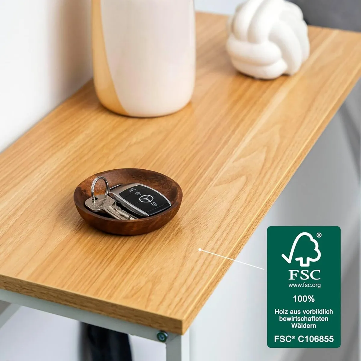 Metal Console Table with 1 Wooden Shelf Height-Adj - Image 4